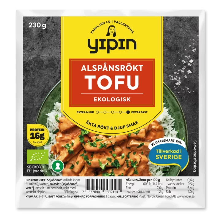 Yipin alspånsrökt tofu - tillverkad i Sverige och äkta rökt