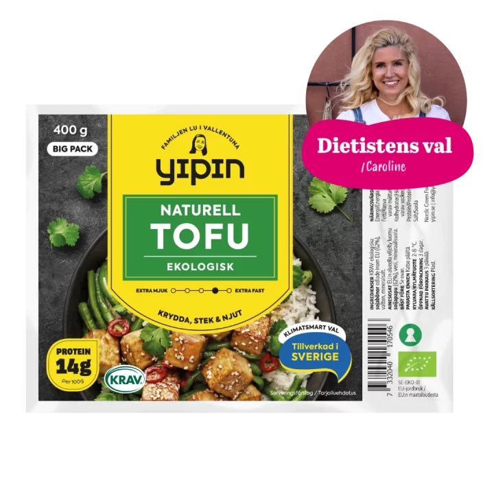 Bilden visar Yipin fast tofu naturell 400g, rekommenderad av Dietistens val