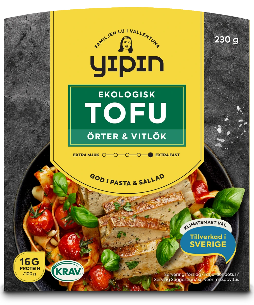 Örtmarinerad tofu från Yipin - tofu örter och vitlök