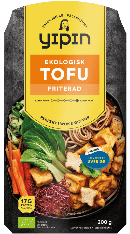 Bilden visar förpackningen till 200 g Yipin friterad tofu ekologisk