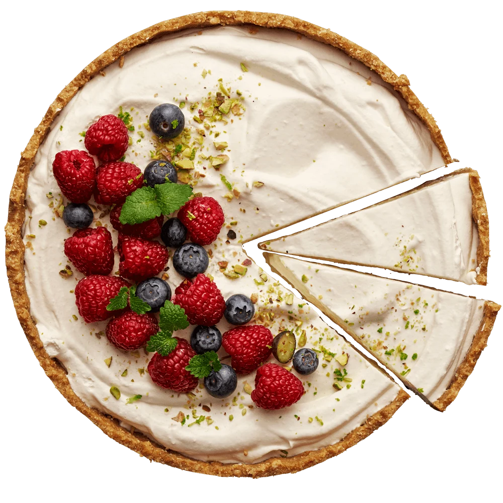 Bilden visar en cheesecake med silkestofu