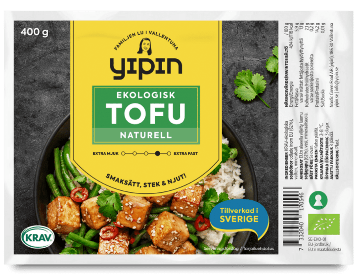Bilden visar Yipin fast tofu naturell (400 g), ekologisk