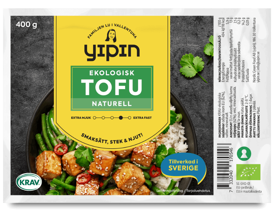 Bilden visar Yipin fast tofu naturell (400 g), ekologisk