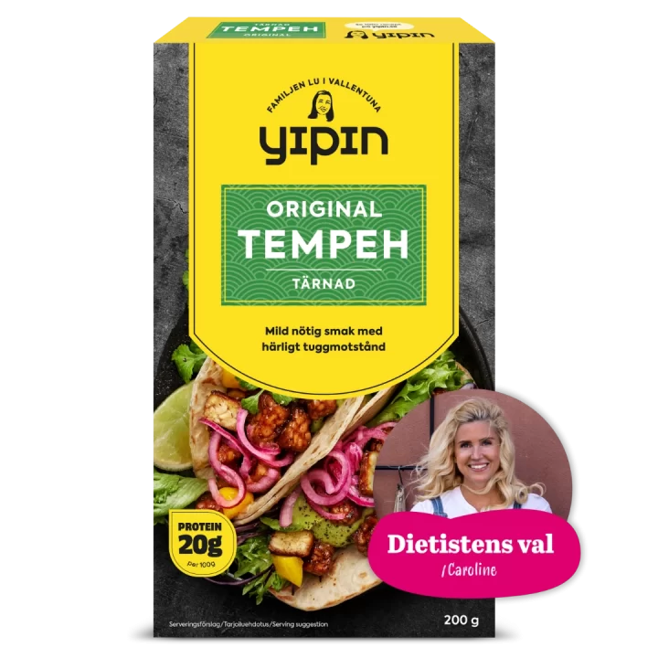 Bilden visar Yipin tempeh original, rekommenderad av Dietistens val