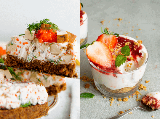 Bild av skagencheesecake och jordgubbscheesecake från elle artikel till pressrum