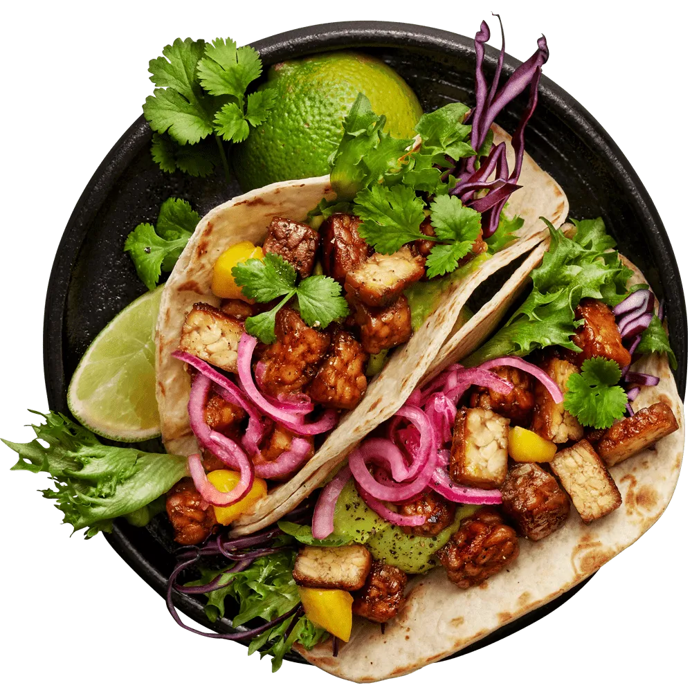 Bilden visar tacos med tempeh naturell