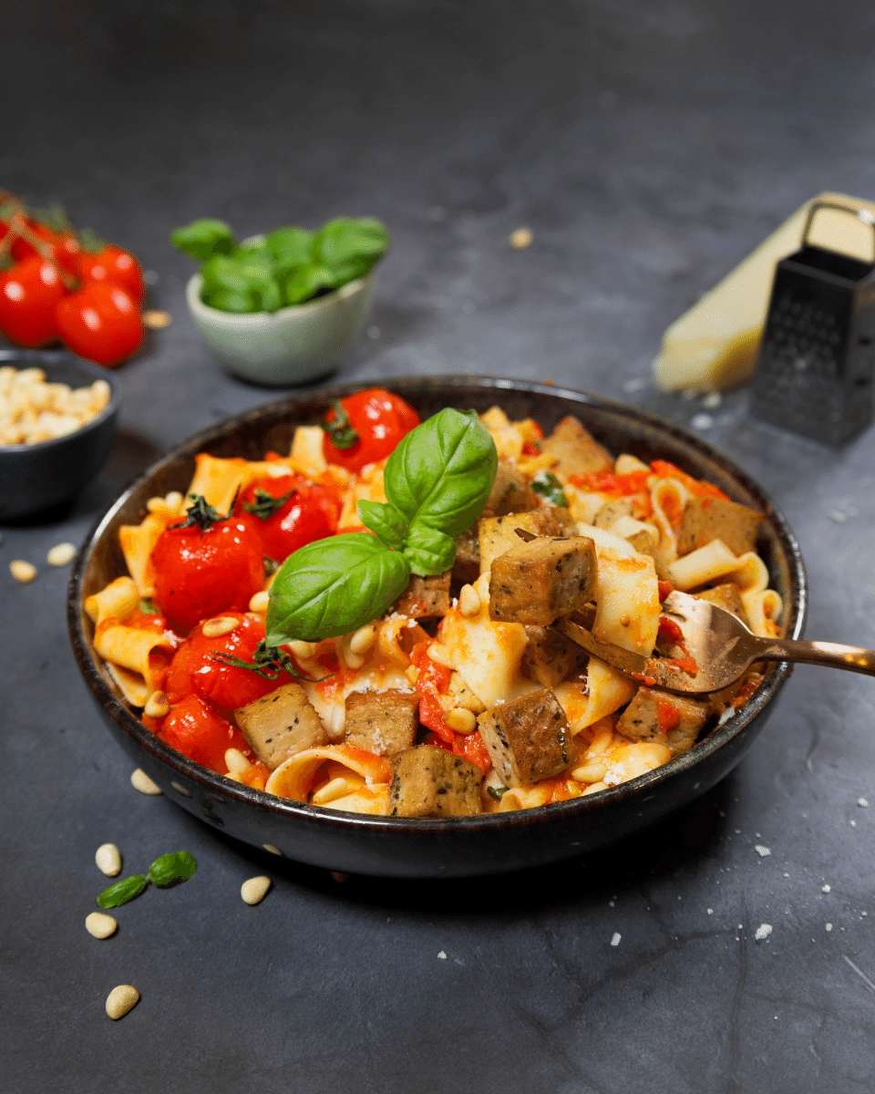 Pasta med tofu och tomatsås. Klar på 20 min! | Yipin