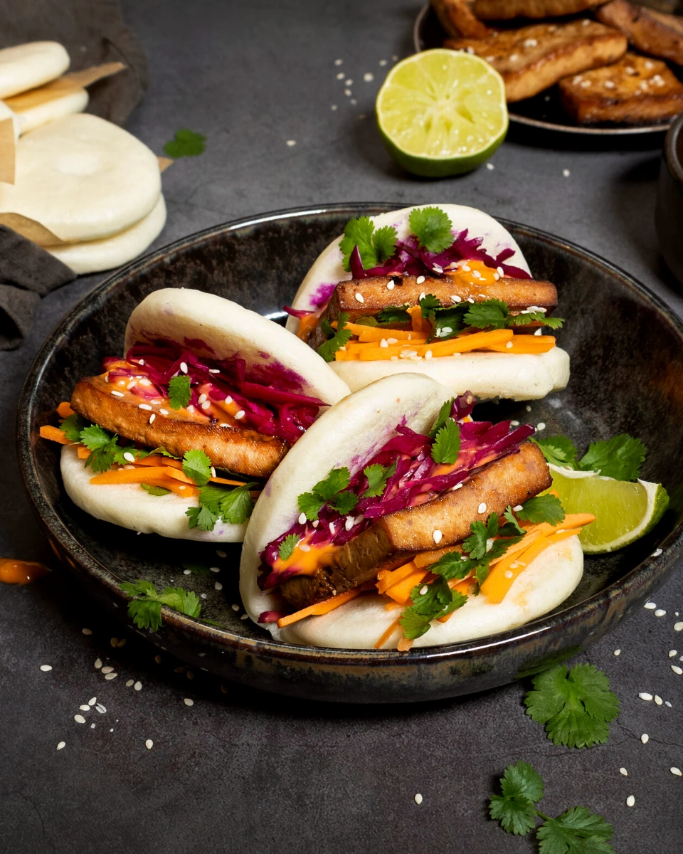 Bao buns med marinerad tofu