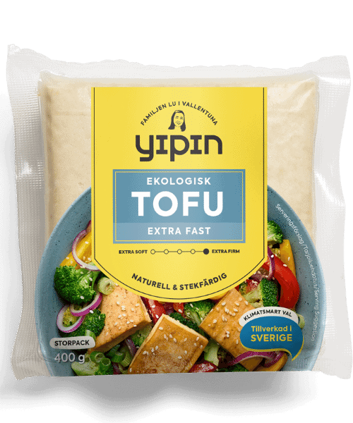 Bilden visar förpackningen av 400 g Yipin extra fast tofu naturell 400g