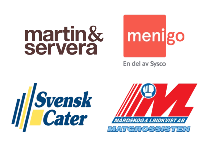 Alla loggor på återförsäljare av Yipin för foodservice-Martin & Servera, Menigo, Svensk Cater & Mårdskog & Lindkvist