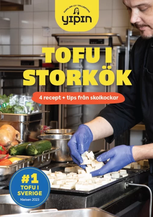 Bilden visar framsidan till broschyren Tofu i storkök av Yipin