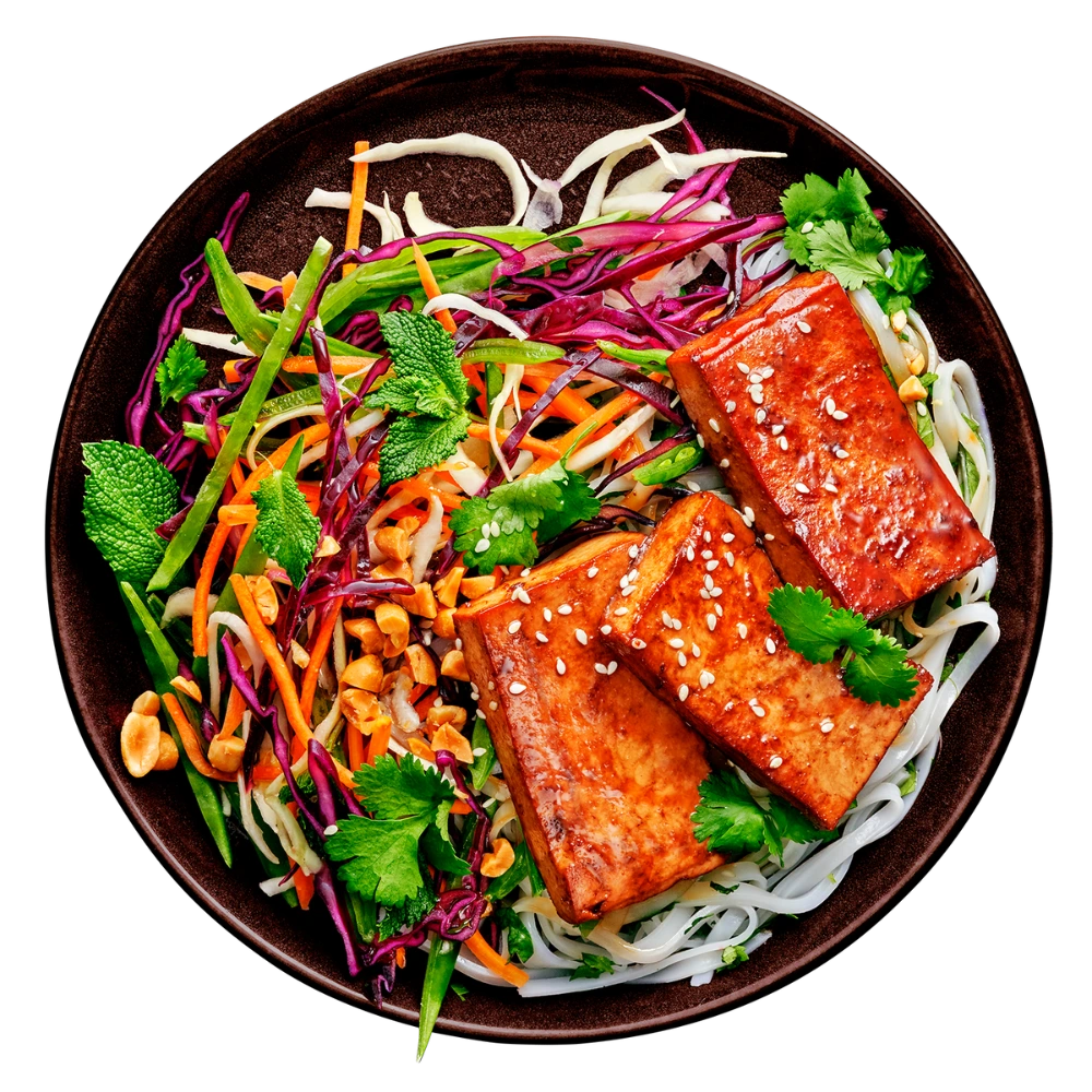 Bilden visar en maträtt med Yipin tofu chili & vitlök
