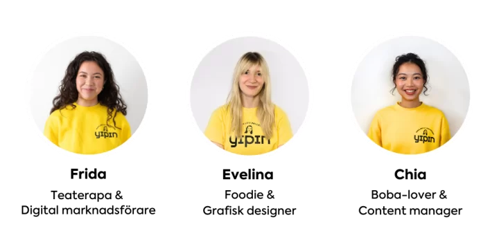 Bilden visar content-teamet på Yipin