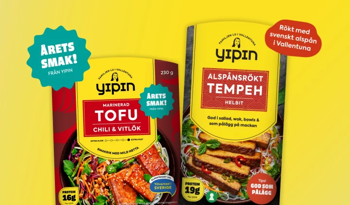 Bilden visar nyheter: tofu chili & vitlök samt alspånsrökt tempeh