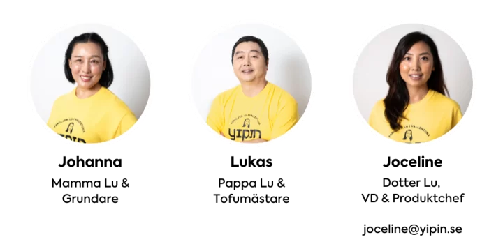 Bilden visar Johanna, Lukas och Joceline från Yipin