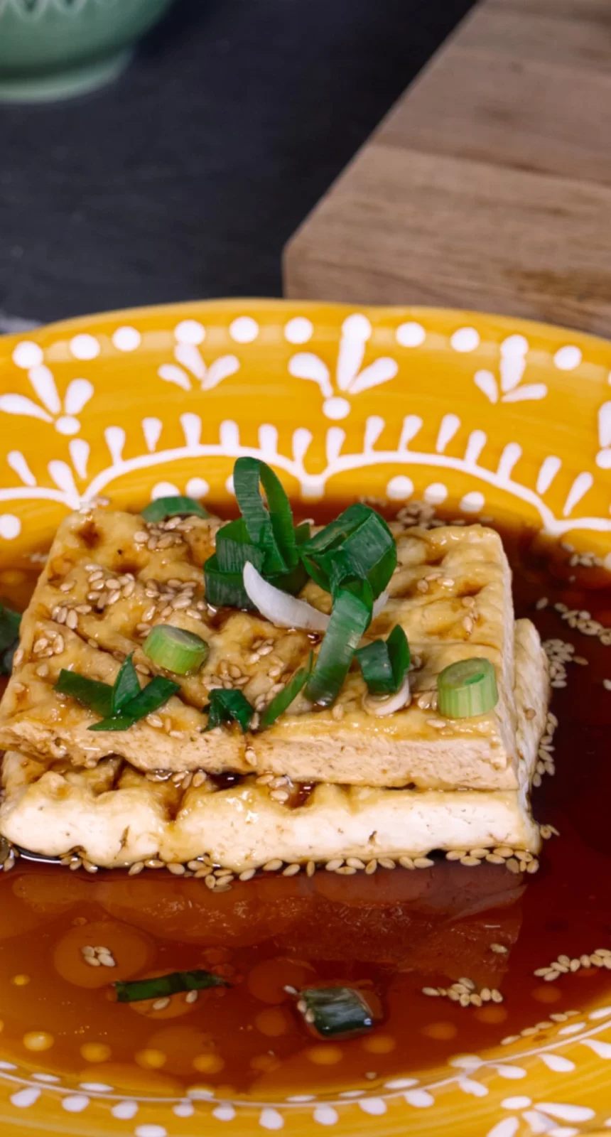 Bilden visar Proteinrikt mellanmål - tofu i våffeljärn