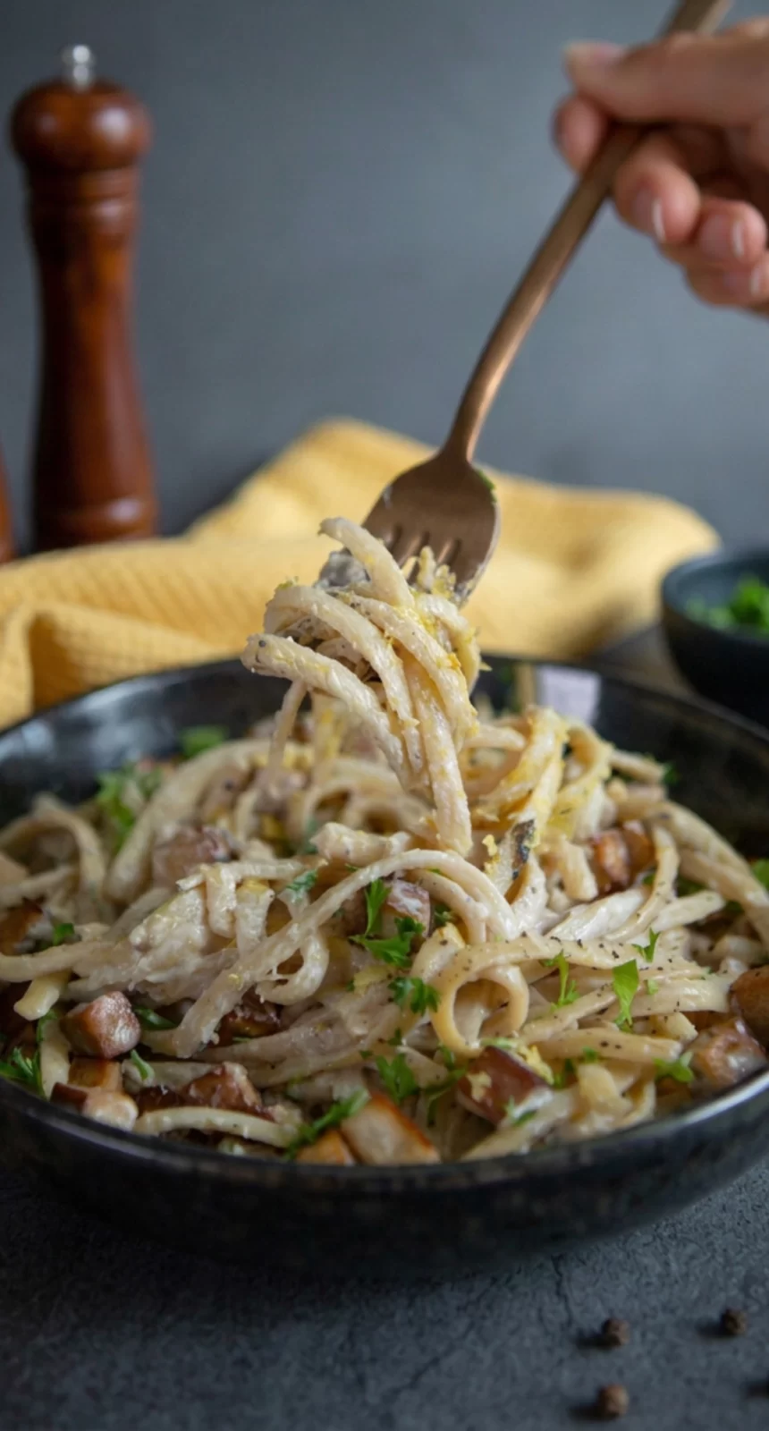 Recept på tofu carbonara - krämig och god!